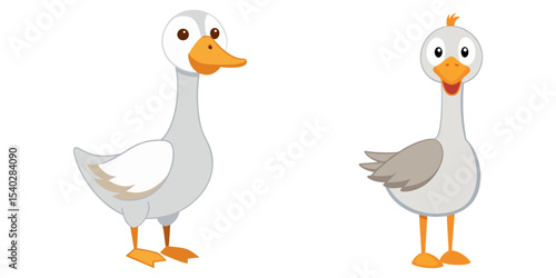 Set of cartoon goose standing vector illustration design