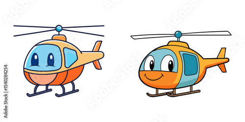 Set of cartoon helicopter vector illustration design