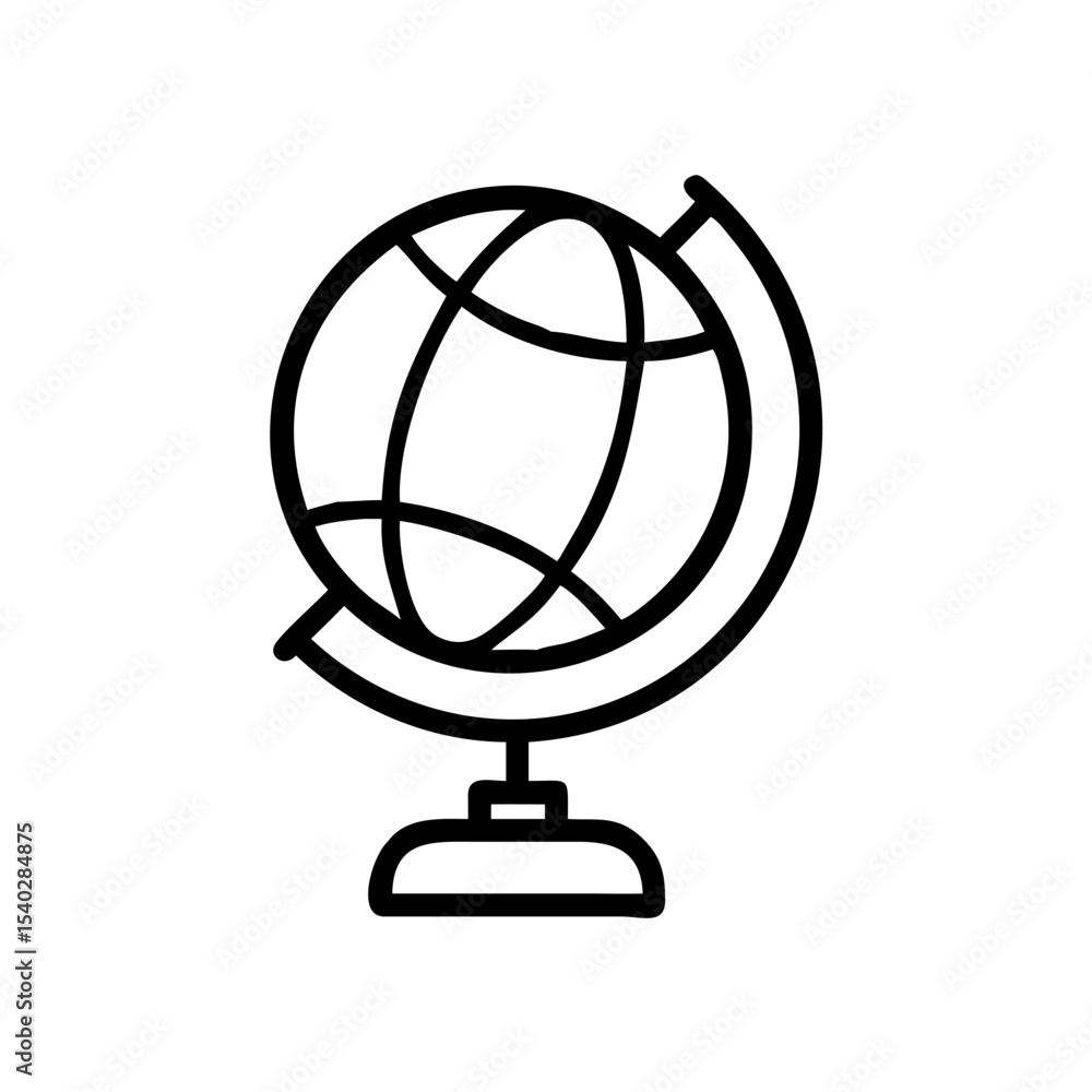 Naklejka premium Black Globe Icon in Silhouettes Style Representing Global Network or Internet Connectivity on White Background