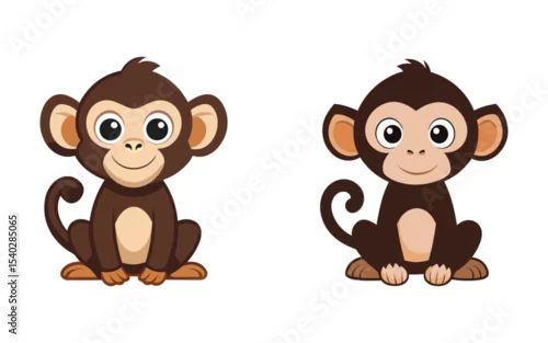Fototapeta samoprzylepna Set of cartoon monkey vector illustration design