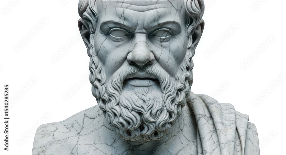 Obraz premium Grey Marble Bust Ancient Greek Philosopher sculpture