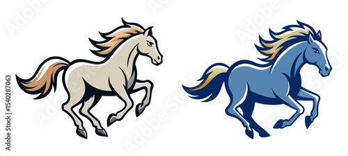 Set of galloping horse vector illustration design
