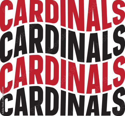 Cardinal Team Spirit Bold Textured Design with Repeating Cardinals Pattern