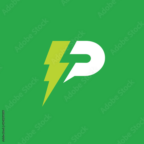 Lightning Letter P Logo design vector template