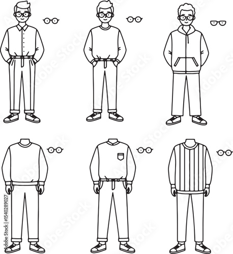 Stylish Men's Fashion Illustrations Casual Outfits & Apparel Designs