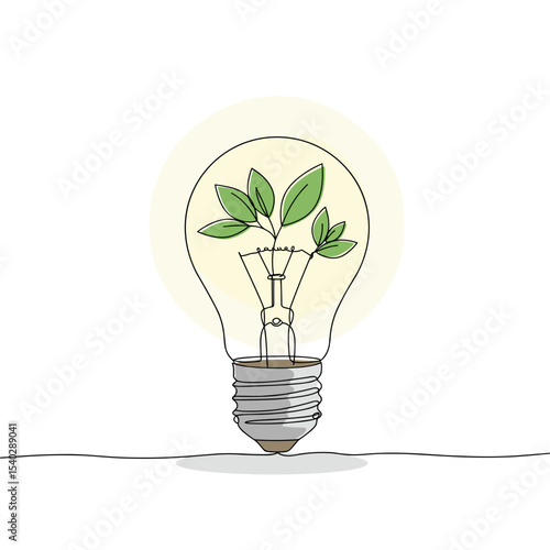 Light bulb with green leaves symbolizing eco-friendly energy concept  