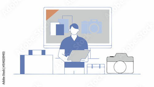 Man Reviewing Photos on Computer