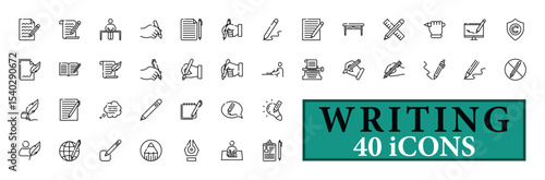 WRITING icon collection, with editable stroke. WRITING thin line icon set. Vector illustration.