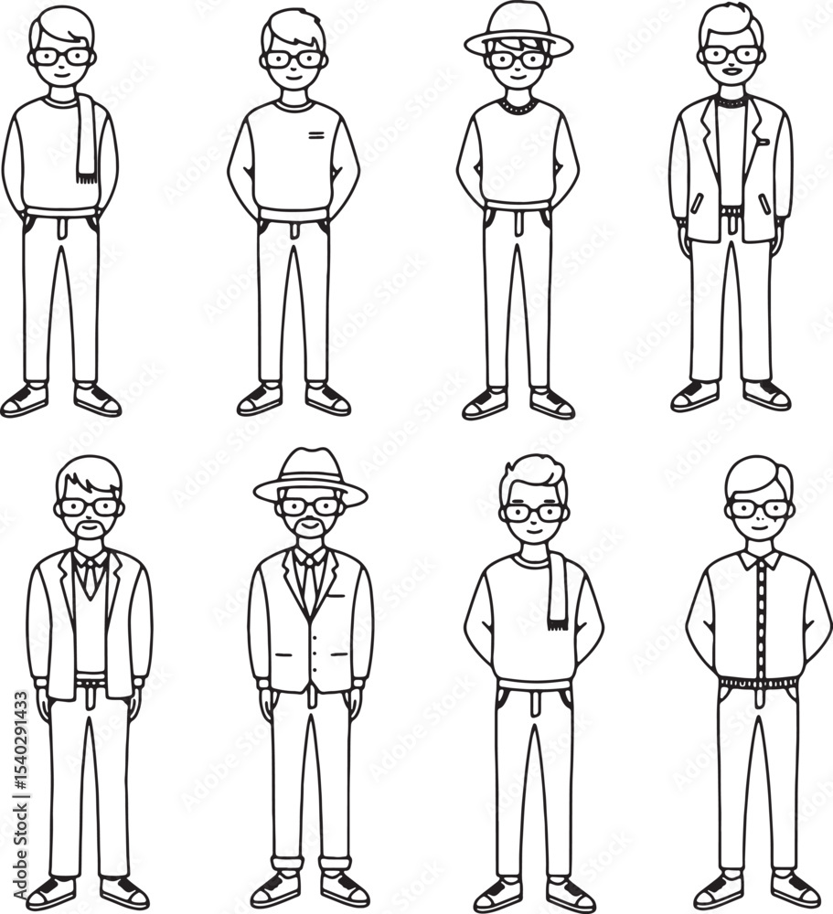 Stylish Men's Fashion Illustrations Casual and Smart Outfit Ideas for Modern Gentleman Stylish Men's Fashion Illustrations Casual and Smart Outfit Ideas for Modern Gentleman