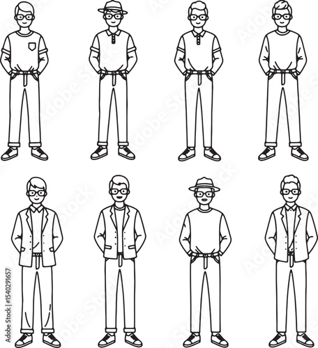 Stylish Men's Fashion Illustrations Casual and Formal Outfit Ideas for Spring/Summer