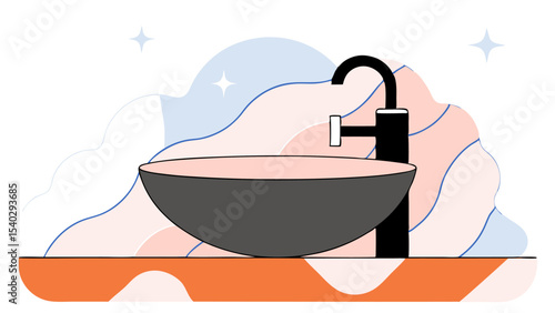 Modern Bathroom Sink and Faucet Illustration