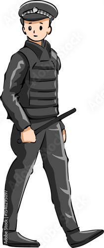 Guardian of the Law: A vigilant law enforcer, clad in authoritative attire, stands as a symbol of order and security. He projects a sense of dedication and community spirit. 