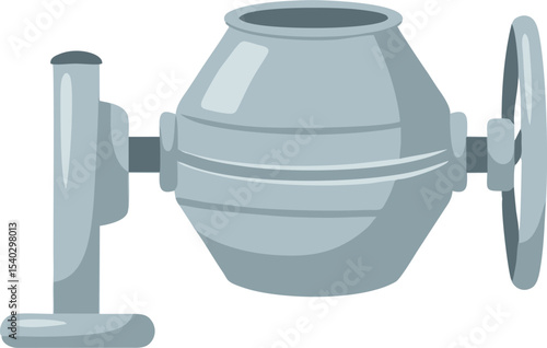 Cartoon Cement Mixer with Rotating Wheel and Support Stand Illustration