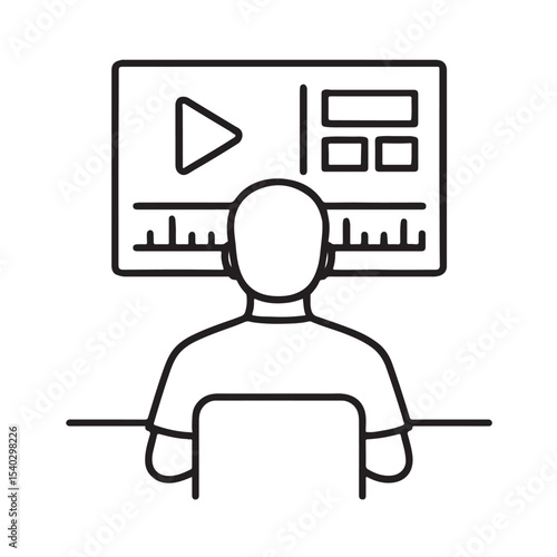Video Editor Silhouette Vector Icon Isolated on White Background