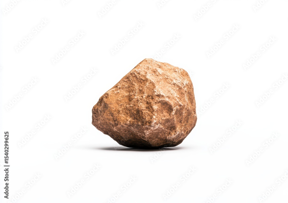 Obraz premium Close-Up View of a Brown Rock on a Clean White Background Highlighting Natural Texture and Unique Shape for Natural or Earthy Themes