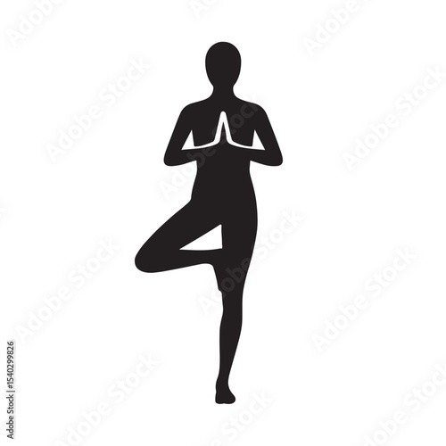 Yoga Pose Silhouette Vector Icon Isolated on White Background