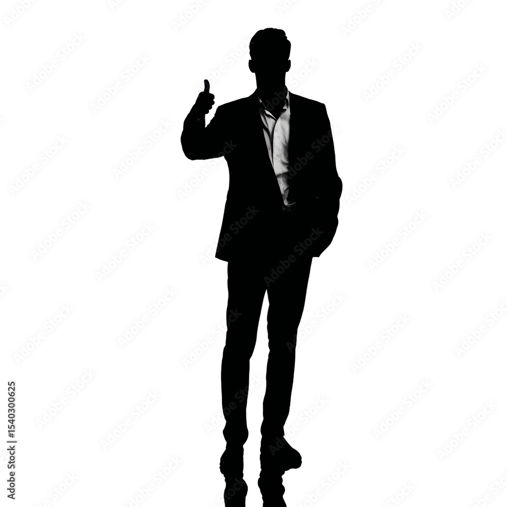 Fototapeta premium Silhouetted Businessman Giving Thumbs Up - Success and Approval Concept
