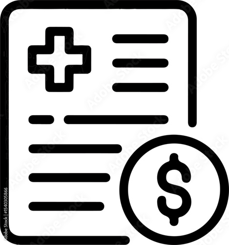 Medical Bill Cost Healthcare Expenses Document Icon Black White Bold Outline Style healthcare costs 1