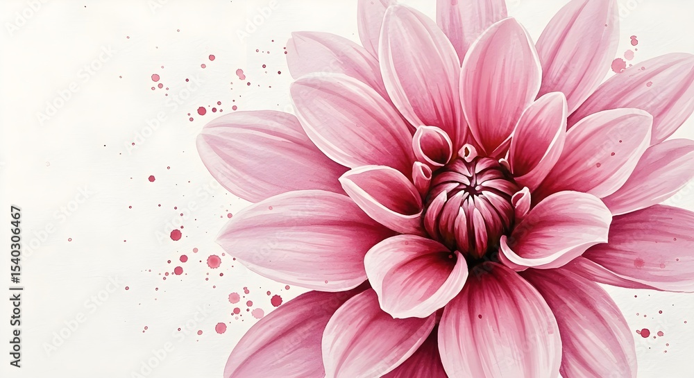 Obraz premium Dahlia, Pink dahlia, Flower, Pink Dahlia Watercolor Painting