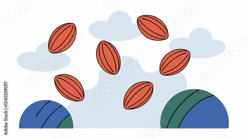 Abstract Cocoa Beans Falling