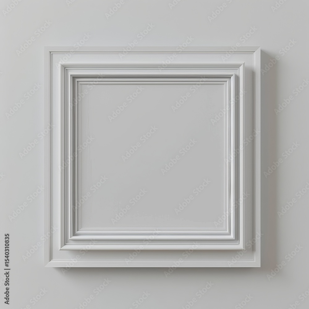 An isolated, ultra-detailed photograph of White frame mockup on an empty wall background An isolated, ultra-detailed photograph of White frame mockup on an empty wall background