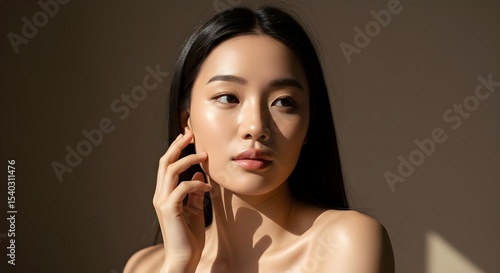 Wallpaper Mural Woman, Young, Asian, Serene Young Woman with Clear Skin in Sunlight Torontodigital.ca