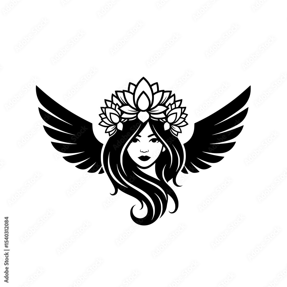 Fototapeta premium Winged Lotus Goddess: Symbol of Beauty and Spirituality