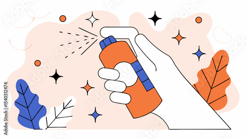 Hand Holding and Spraying Aerosol Can