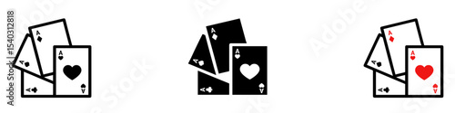Set of playing card vector icons. Gambling game. Four card. Vector Illustration.