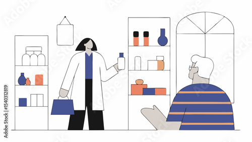 Pharmacist Consulting with Customer in Pharmacy