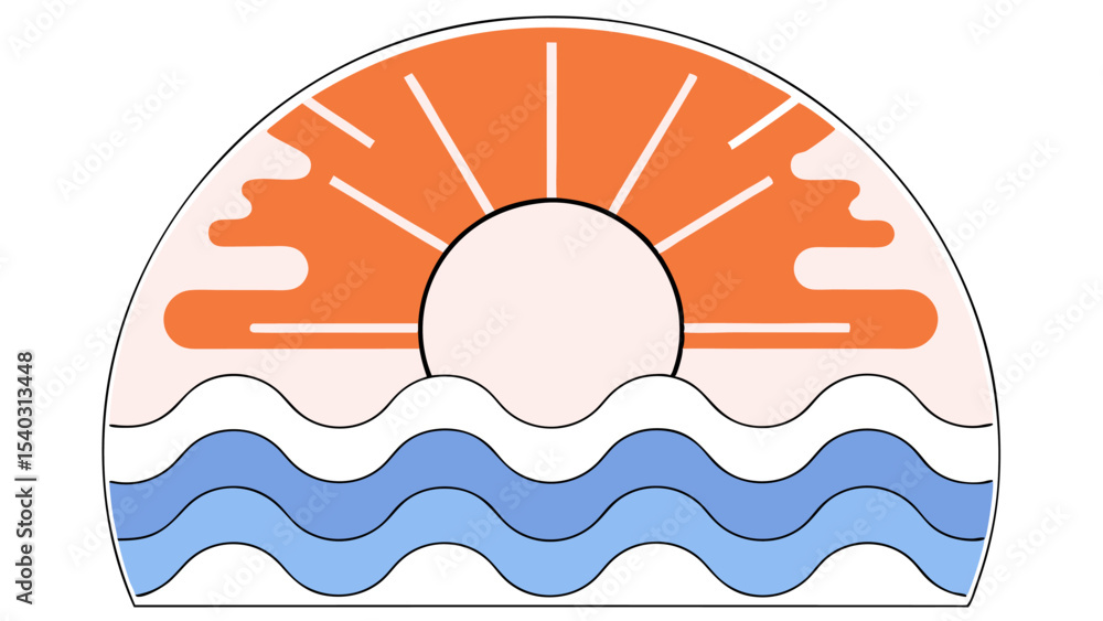 Sunset Over Ocean Waves - Abstract Minimalist Design Sunset Over Ocean Waves - Abstract Minimalist Design