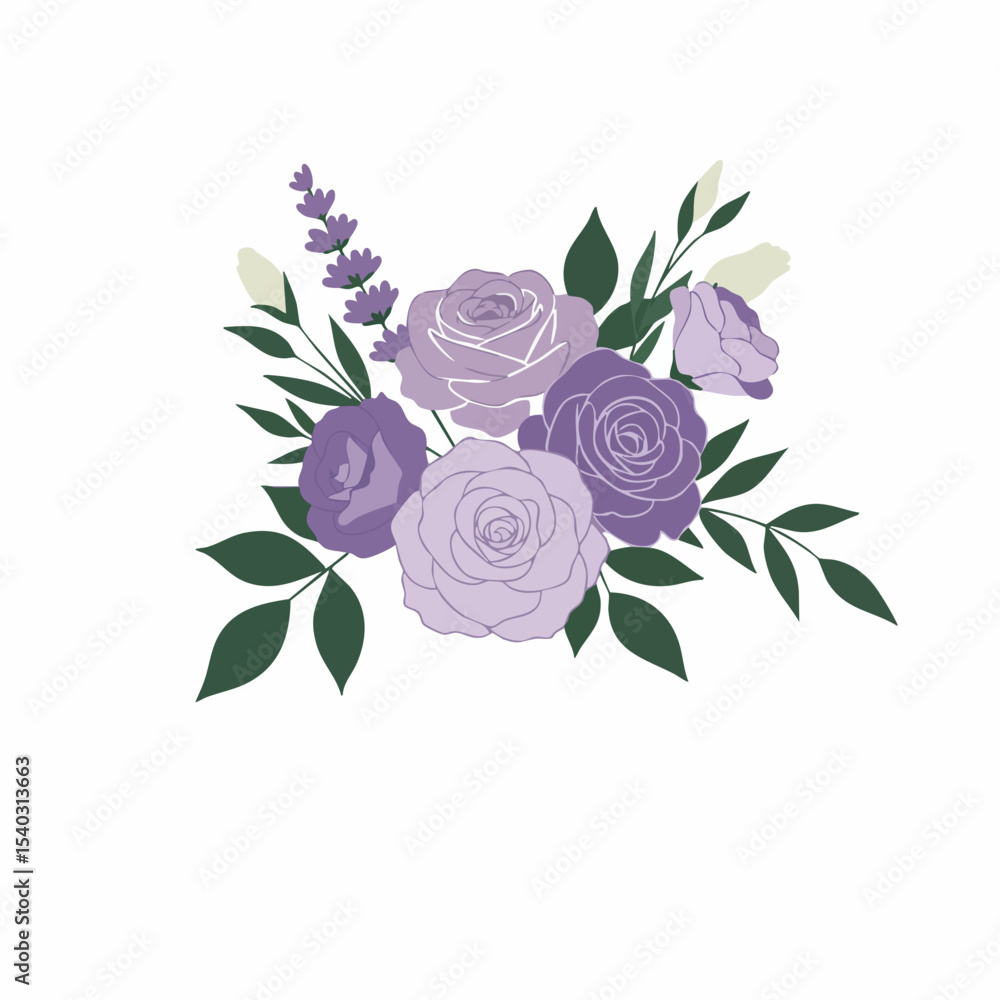 Fototapeta premium Delicate Lavender and Rose Bouquet Design