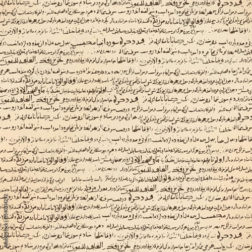 Ancient writings. Seamless vector pattern with unreadable text. Lines of text in ancient language for historical design. Background as parchment or old paper, creating atmosphere of wisdom and mystery