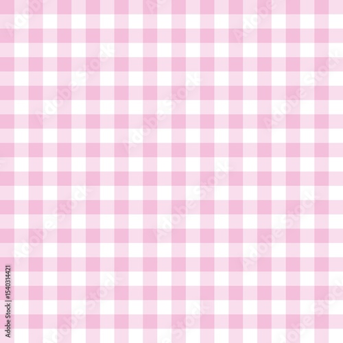 Peony pink gingham seamless pattern with small check grid