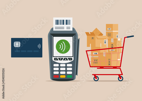 Pay credit card. Payment edc electronic data capture transaction point of sales pos. Technology for business. Procurement and purchasing company equipments, goods and service, audit and checking price