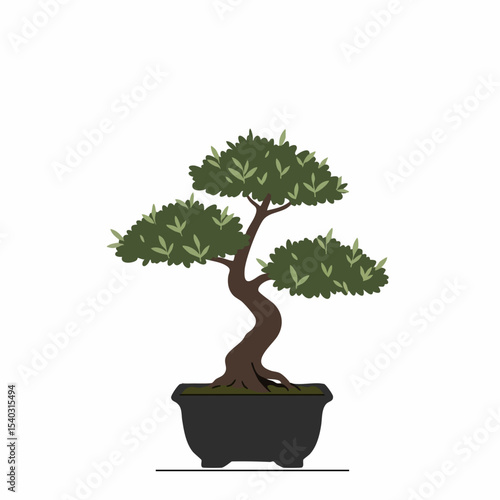 A Stylized Bonsai Tree in a Pot with Simple Design