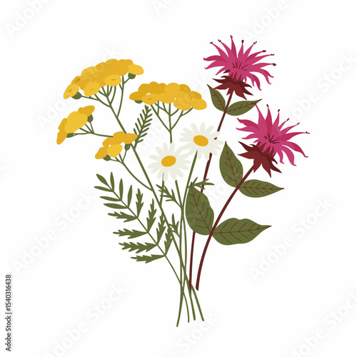 Colorful Floral Bouquet with Yellow, White, and Magenta Blooms.