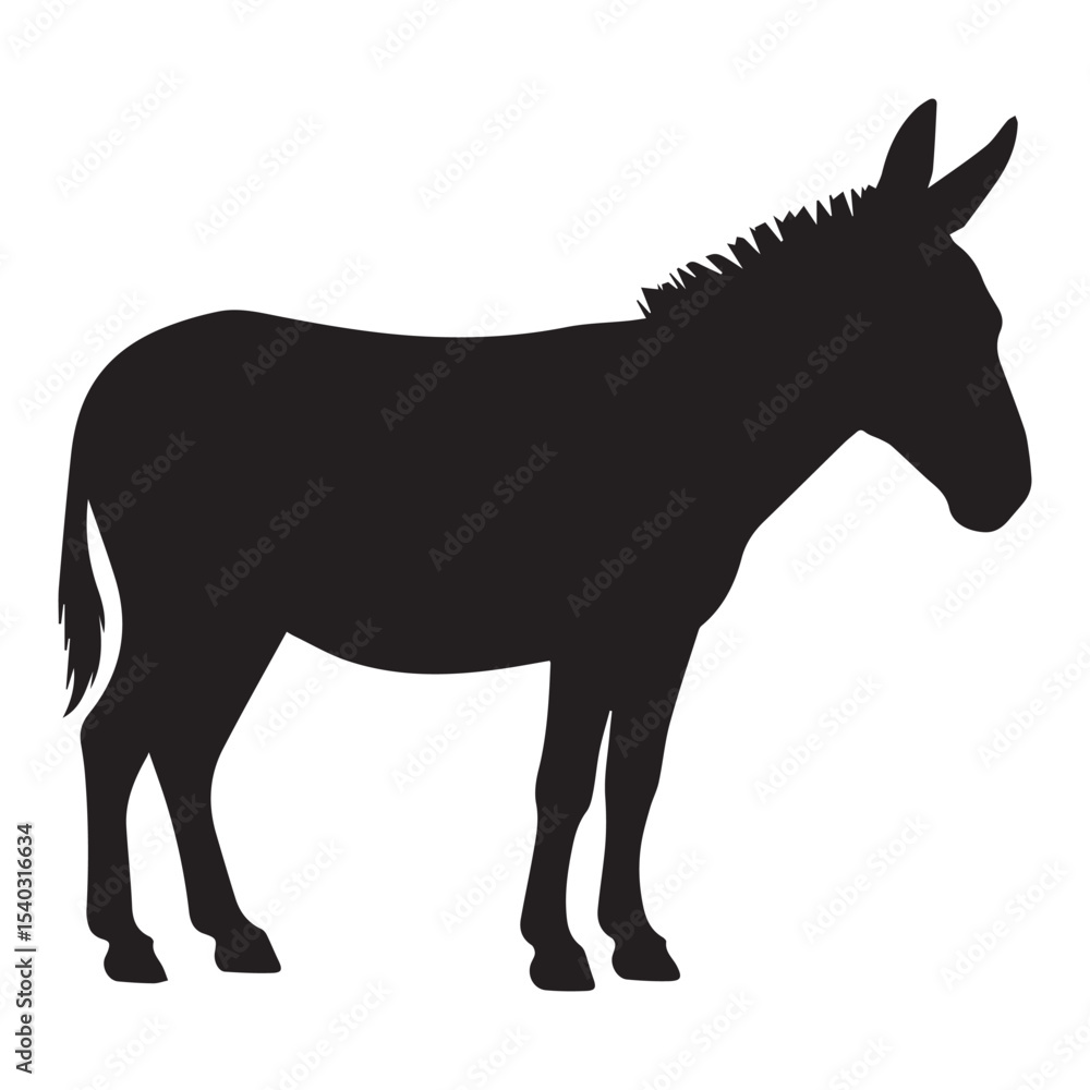 Fototapeta premium Sturdy Donkey Silhouette Strong Animal Farm Graphic Design Illustration
