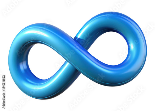 3d shiny blue infinity symbol isolated on transparent background