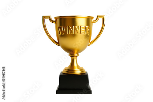 Golden Winner Cup Symbol of Victory and Success isolated on transparent background