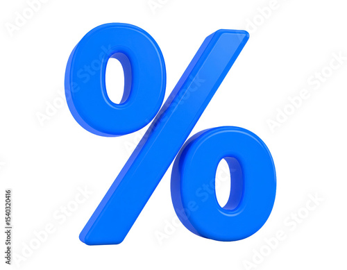 Blue percentage symbol discount sale offer promotion finance render on Transparent Background