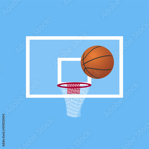 basketball in flight towards a basketball hoop on a basketball backboard 