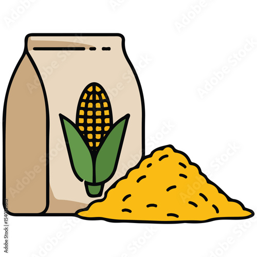 Corn bag flour additive vector isolated white background