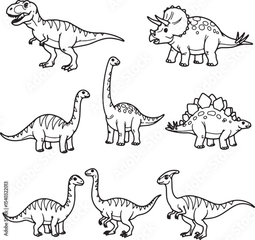Adorable Dinosaur Illustrations T-Rex, Triceratops, Brachiosaurus, and More!