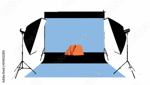 Studio Photography Setup with Lighting and Backdrop