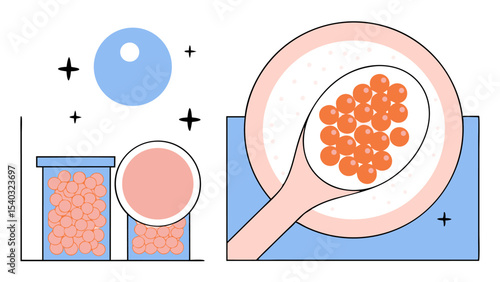 Salmon Roe in Jars and Spoon