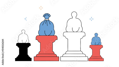 Abstract Figurines on Pedestals Diversity and Hierarchy