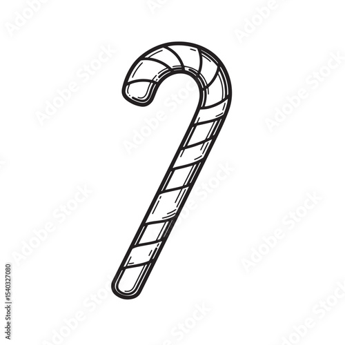 Vector illustration of a hand drawn candy cane vintage art for christmas holiday designs