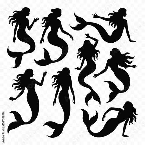 Collection of mermaid silhouettes