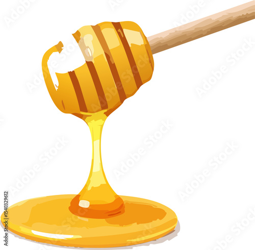 honey dripping from a wooden dipper